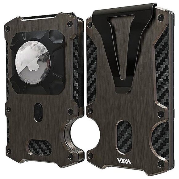 WXM Wallet for Men with AirTag Holder Credit slim Front , Airtag Wallet Bronze - Picture 1 of 8